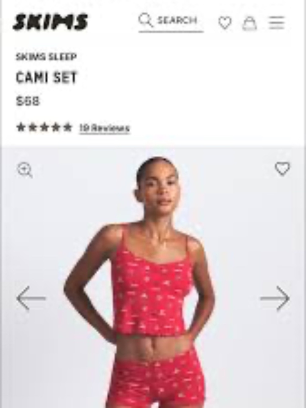 SKIMS Sleep Cami Set in the limited-edition Cranberry Vintage Deer Print